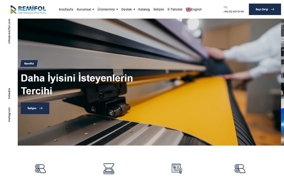 Remifol web sitesi masaüstü görünümü
