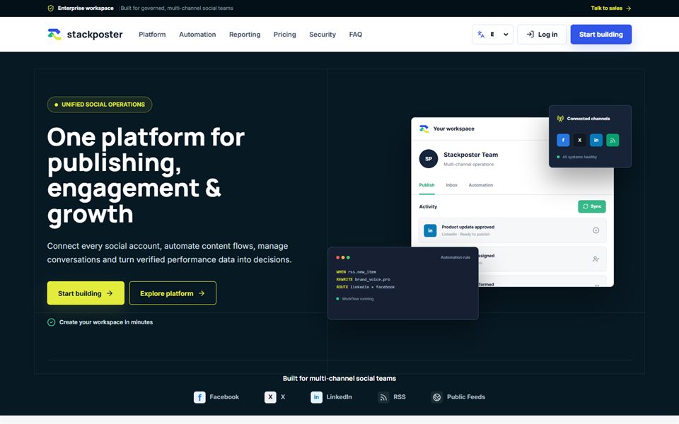 Stackposter web sitesi masaüstü görünümü