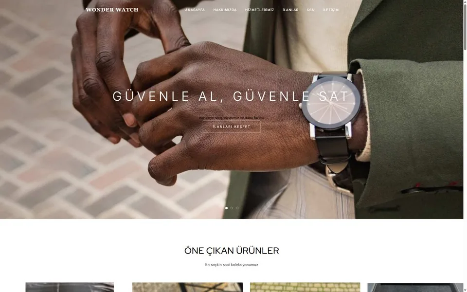 Wonder Watch web sitesi masaüstü görünümü